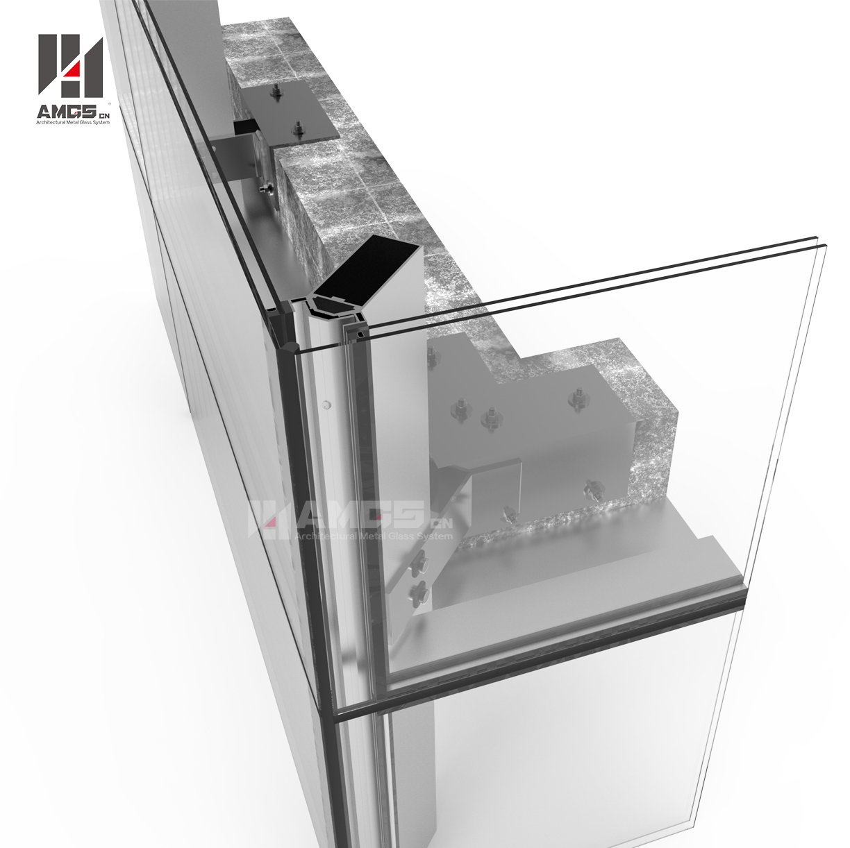 AMGS Frameless Glass Curtain Wall For Commercial Building Frameless Glass Curtain Wall image15