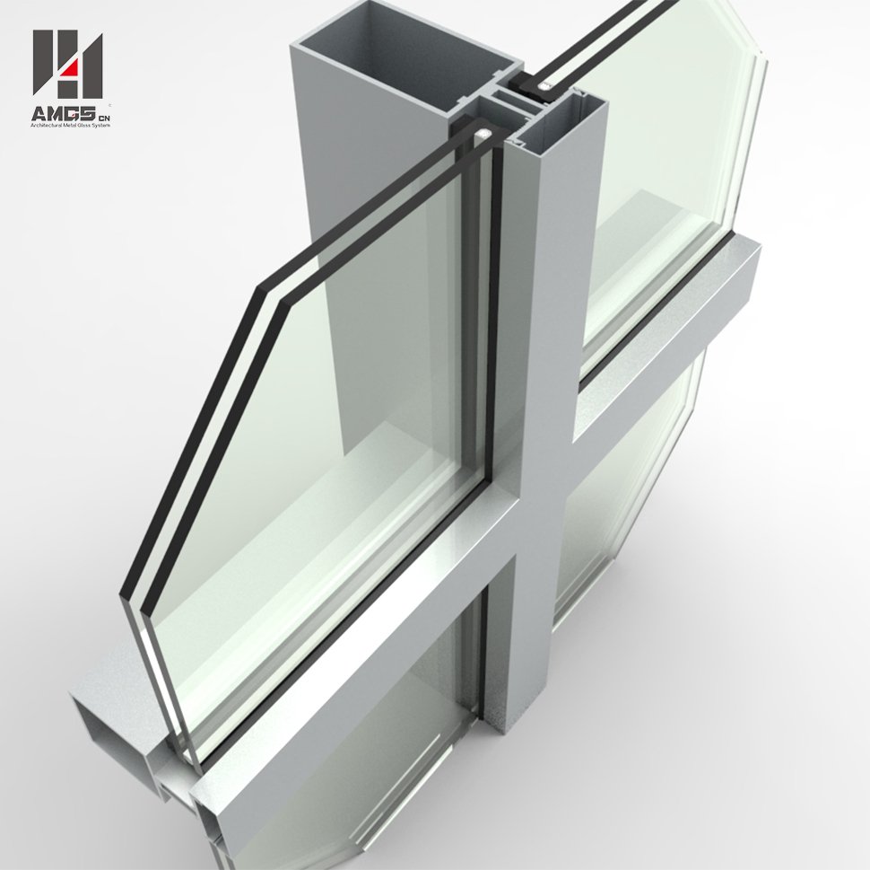 AMGS Reflection Glass Aluminum Curtain Wall For Exterior Facade Building Frame Glass Curtain Wall image14