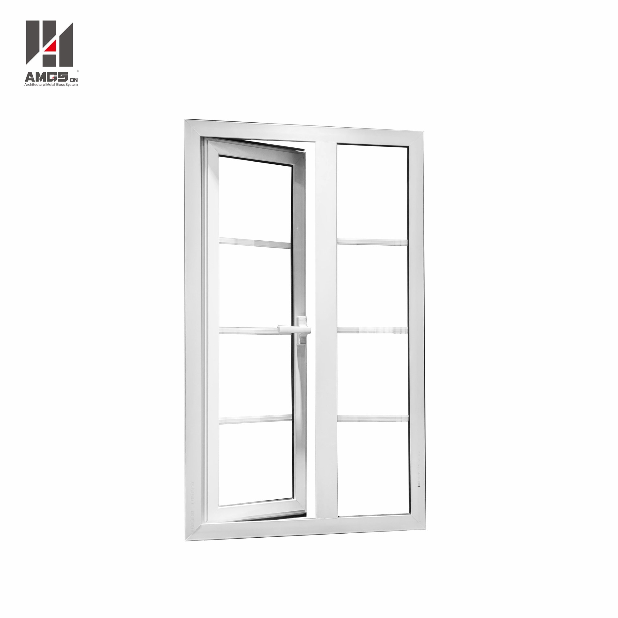 White Aluminum Casement Doors Windows With Grill Design