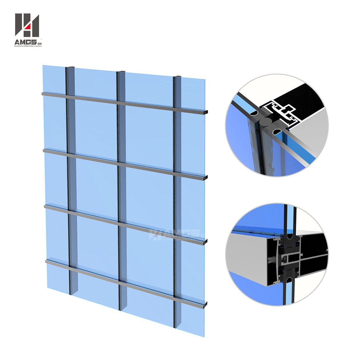 Aluminum Curtain Wall System For Exterior High Buildings